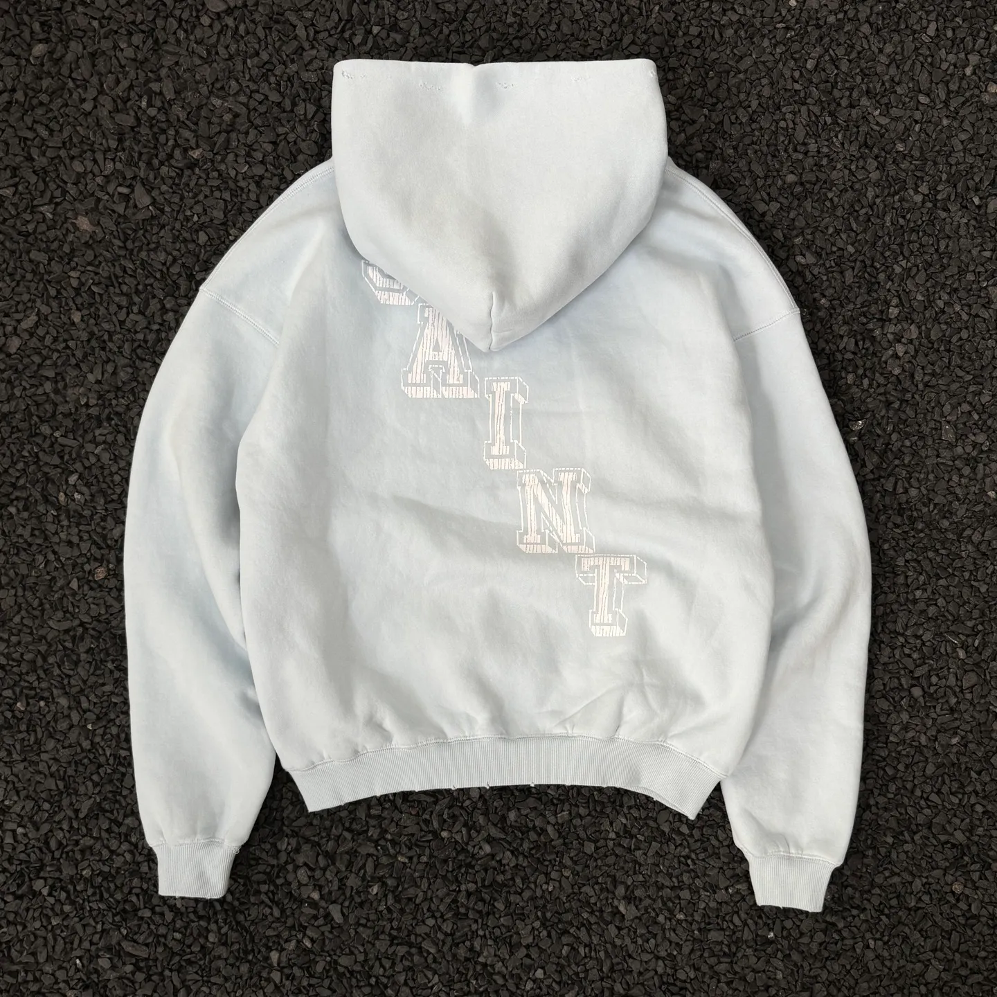 P248 # CHE-12 Saint Michael cho "Little Angel Limited" American retro hooded sweatshirt, washed and distressed, hand-made destruction process, brushed texture, brushed fabric, three-dimensional tailoring, splicing and complex stitching process, Size: S M L XL